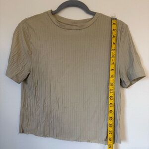 Casual Beige Ribbed Women's Top